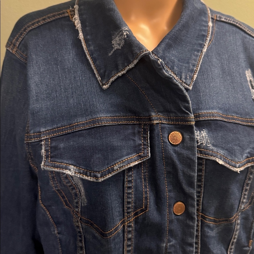 Lane Bryant Blue Denim Jacket with Copper Buttons size 16 - Picture 3 of 4